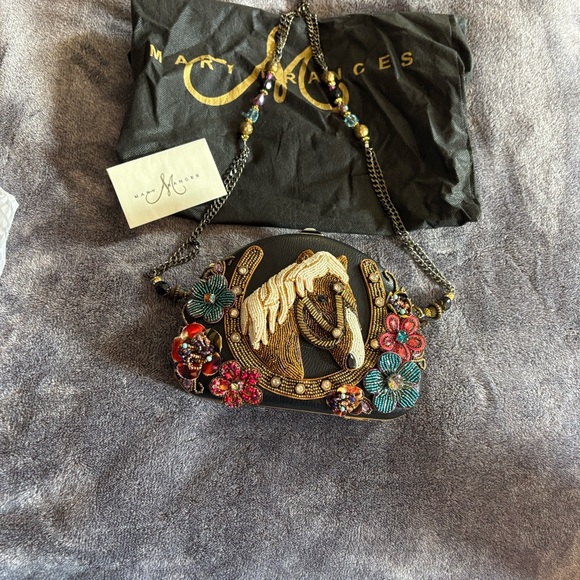 Mary Frances Black Floral Embellished Clutch - Picture 3 of 6